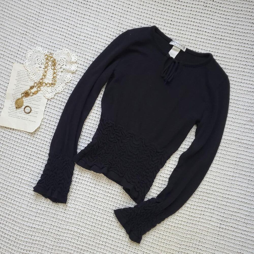 Vintage long sleeve sweater top with ruching